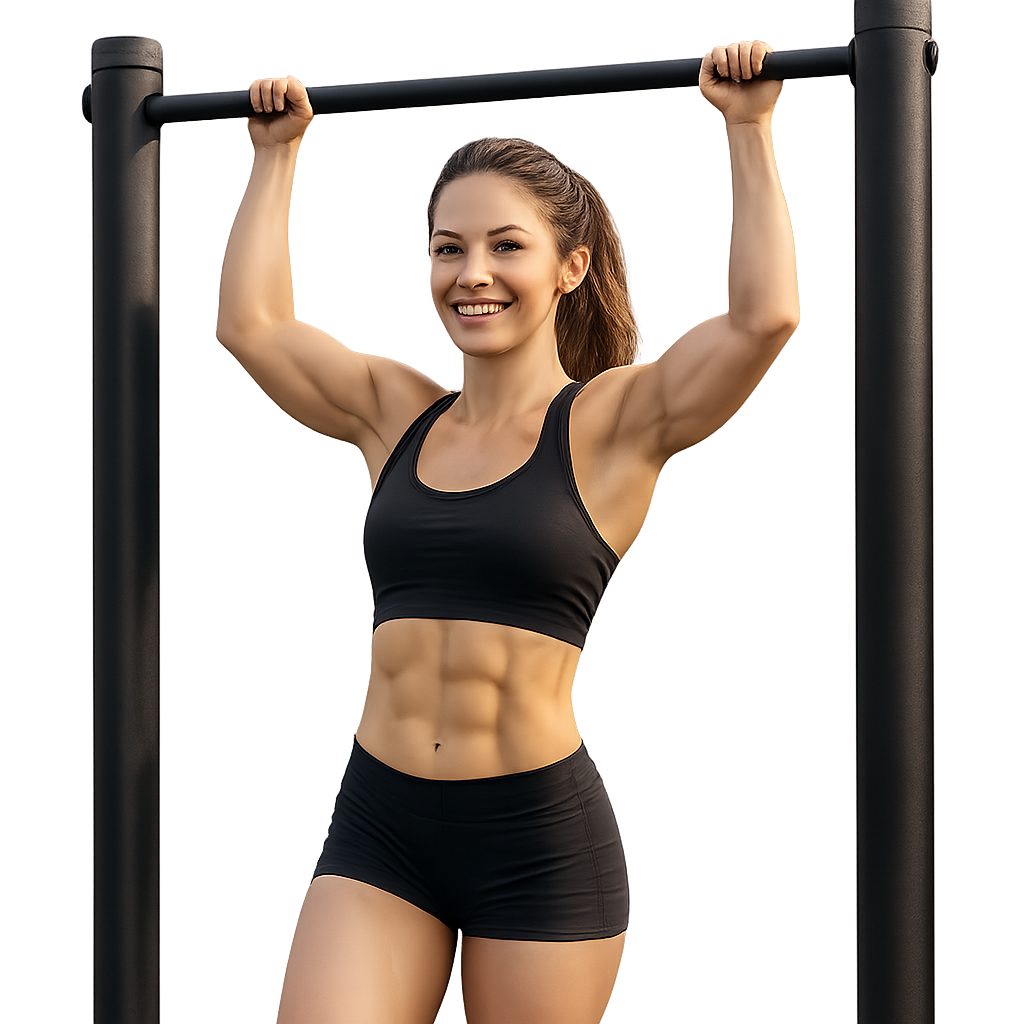 Calisthenics Frau macht Klimmzug Calisthenics Frau macht Klimmzug