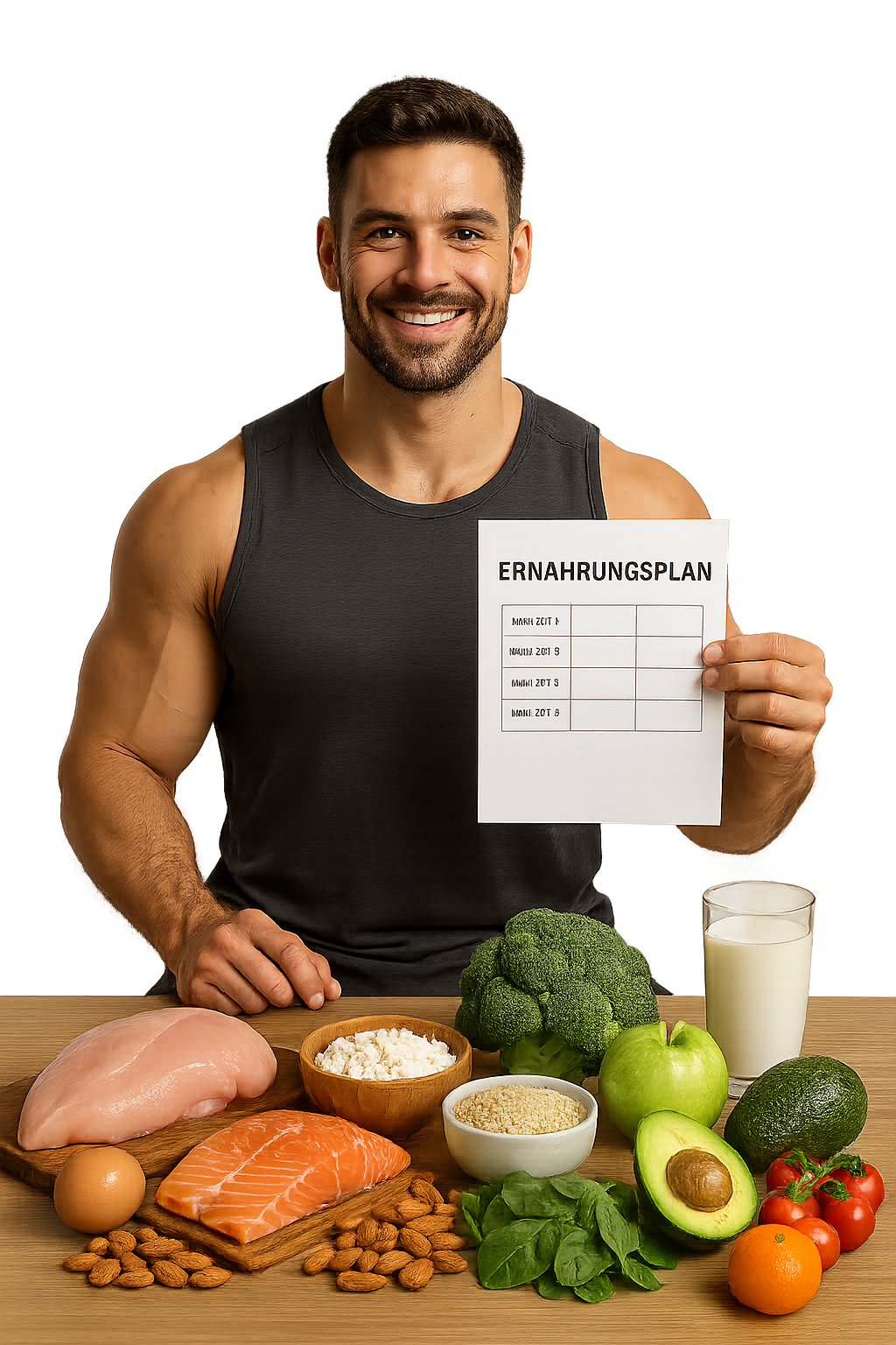 Mann mit Ernährungsplan Mann mit Ernährungsplan