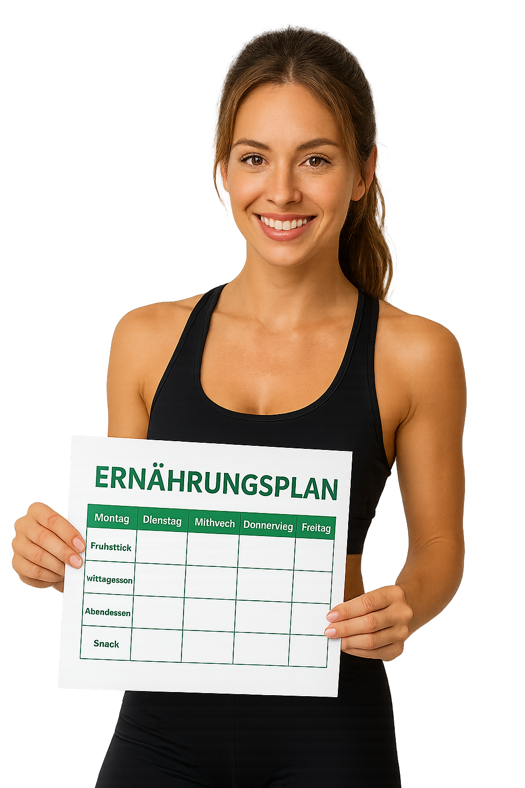 Frau mit Ernährungsplan Frau mit Ernährungsplan