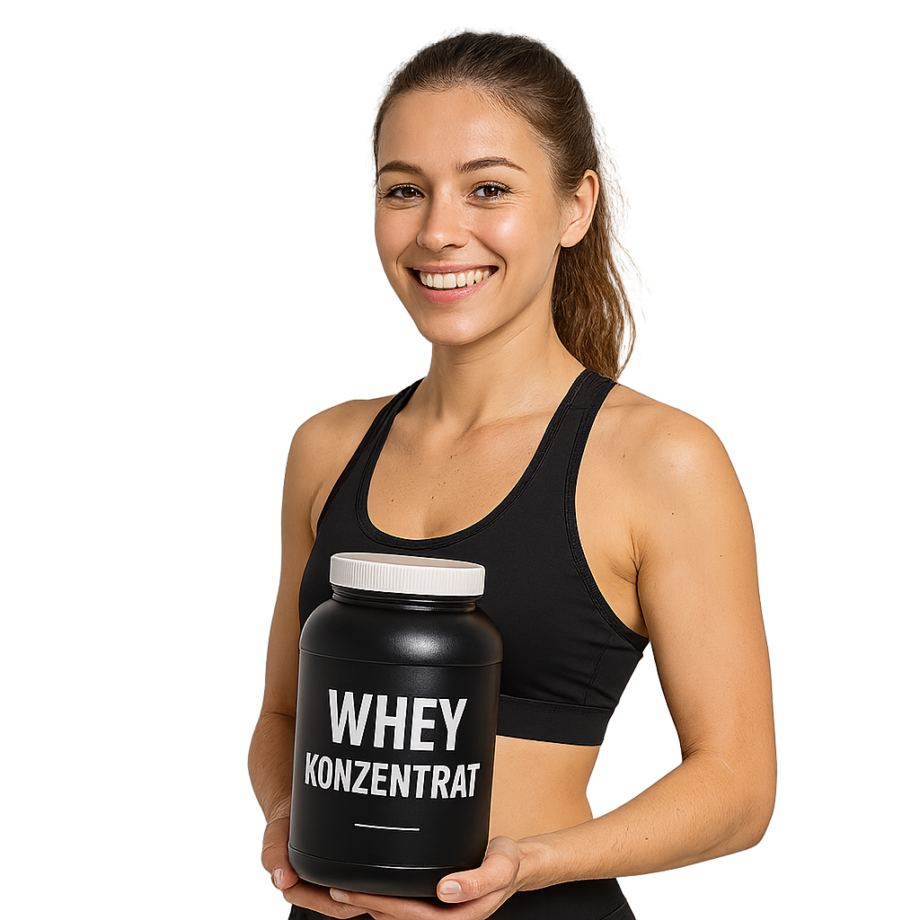 Frau mit Whey Konzentrat Frau mit Whey Konzentrat