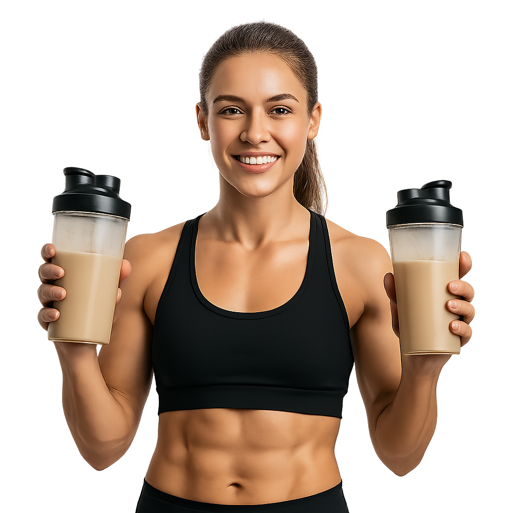 sportliche Frau mit Shakes sportliche Frau mit Shakes