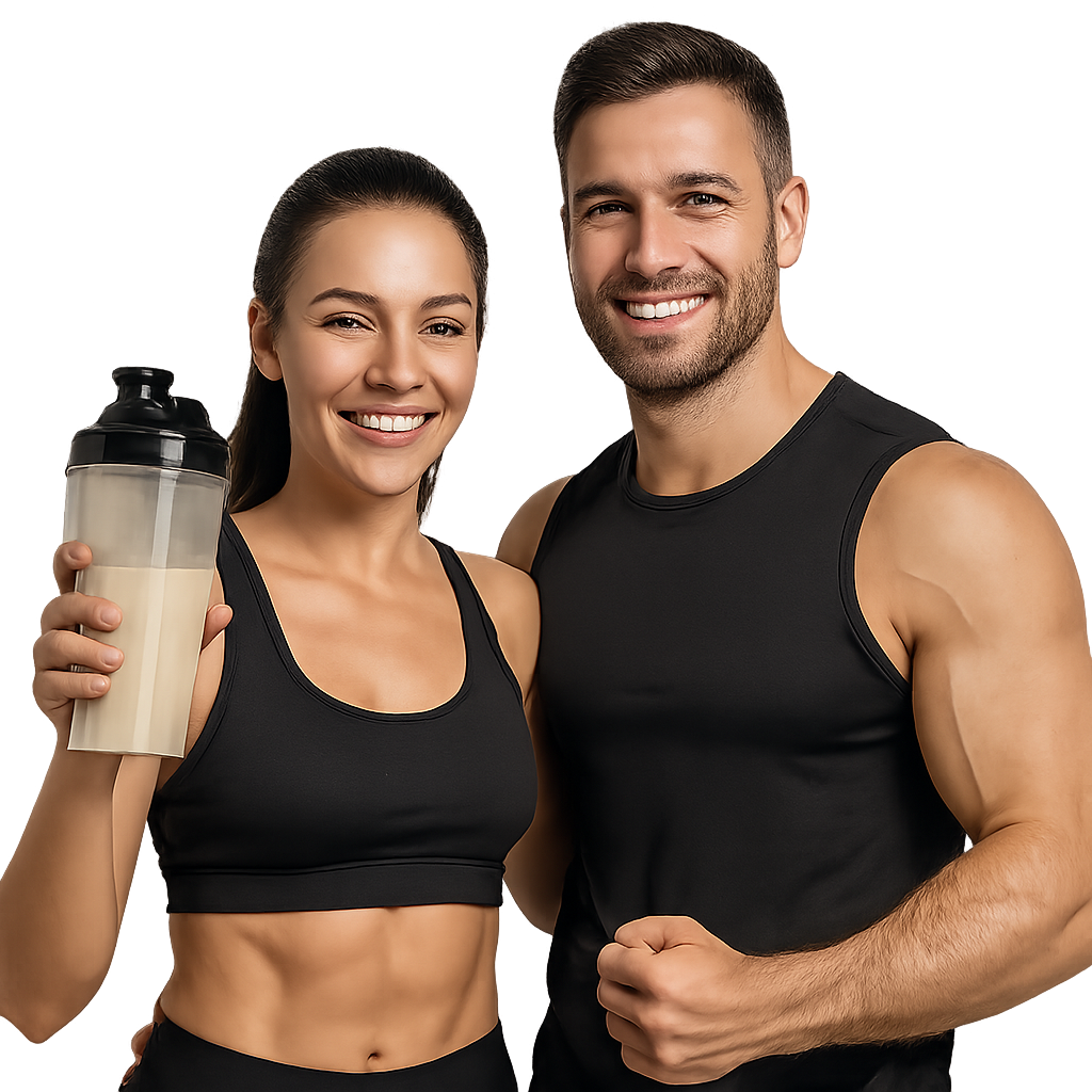 Fitness-Pärchen mit Shake Fitness-Pärchen mit Shake