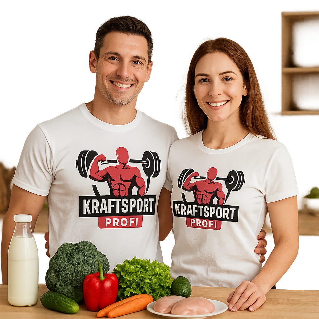 Fitness Pärchen mit gesunden Lebensmitteln