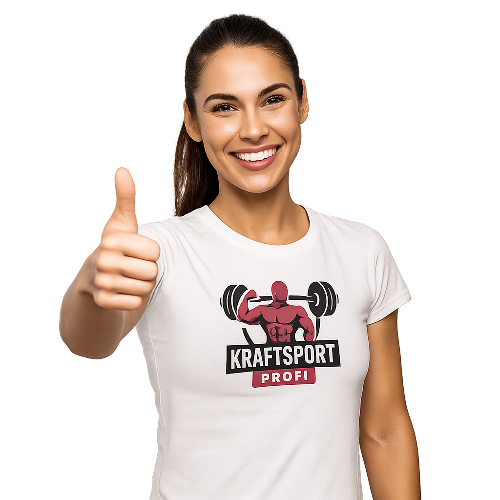 Kraftsport Frau macht Daumen hoch Kraftsport Frau macht Daumen hoch