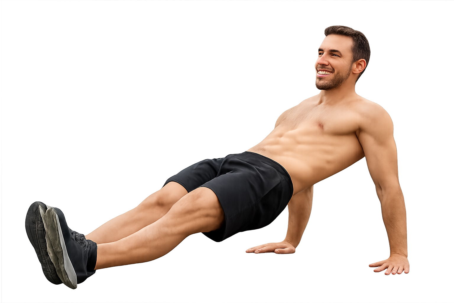 Mann macht Reverse Plank