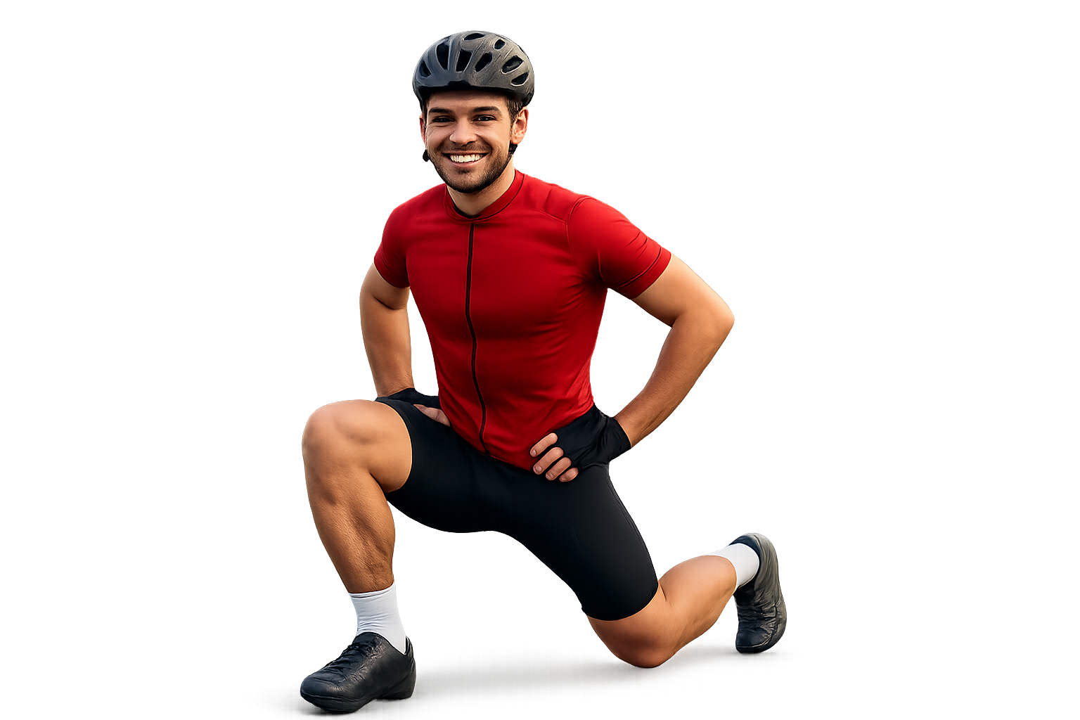 Radsportler macht Ausfallschritte Radsportler macht Ausfallschritte