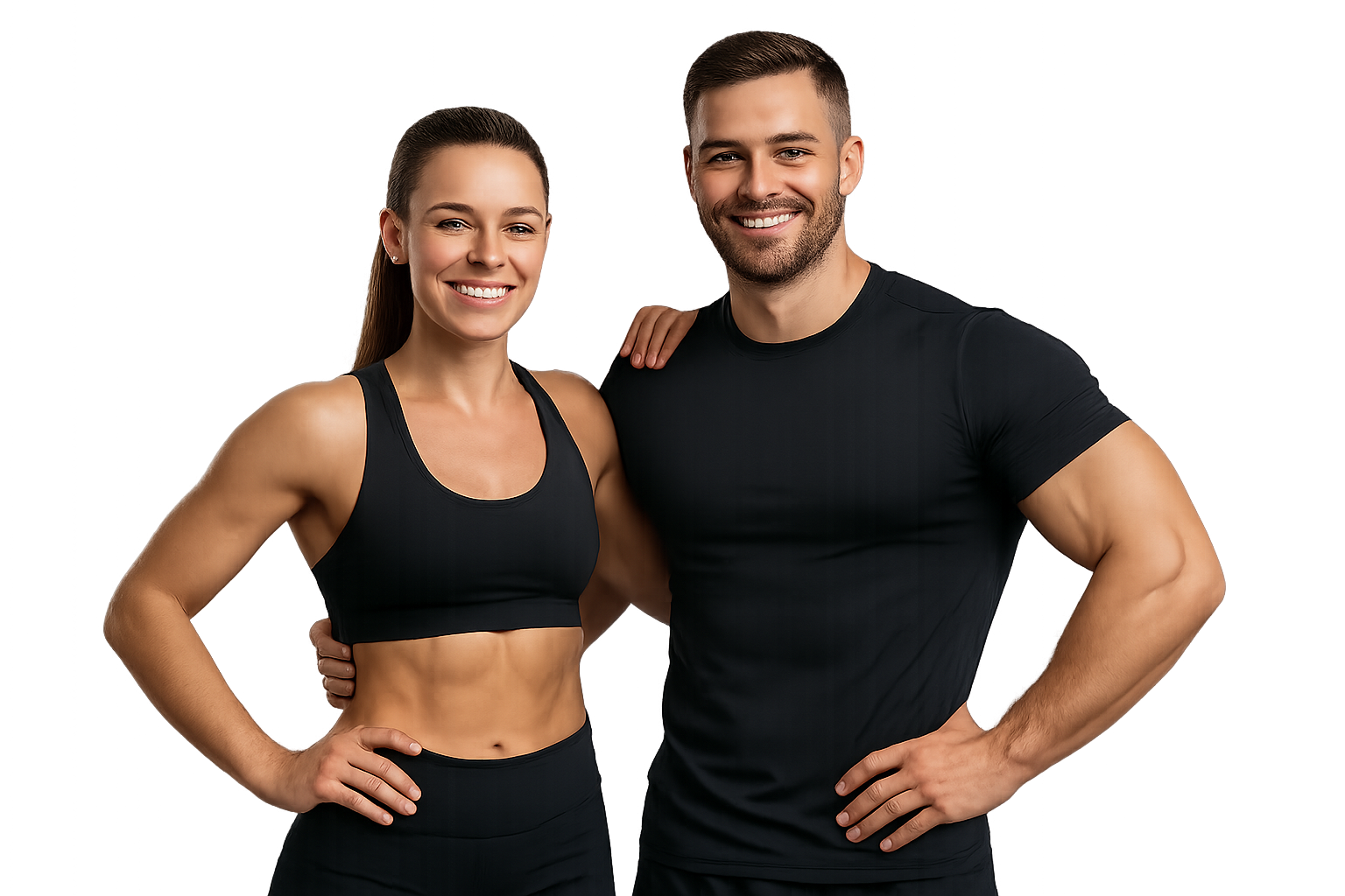 Fitnesspaar lächelnd